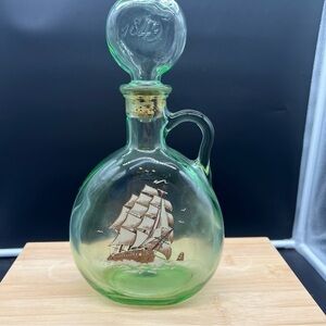 Fitzgerald Flagship Green Glass Ship Art Bottle